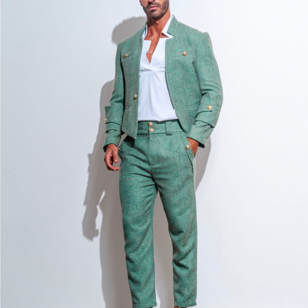 Men's Green Blazer and Pants Set